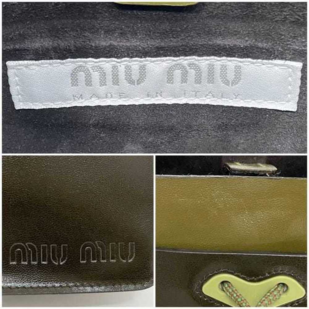 Miu Miu Khaki Black Bag Leather Green Shoulder Madras Shoulder Bag - Picture 5 of 9